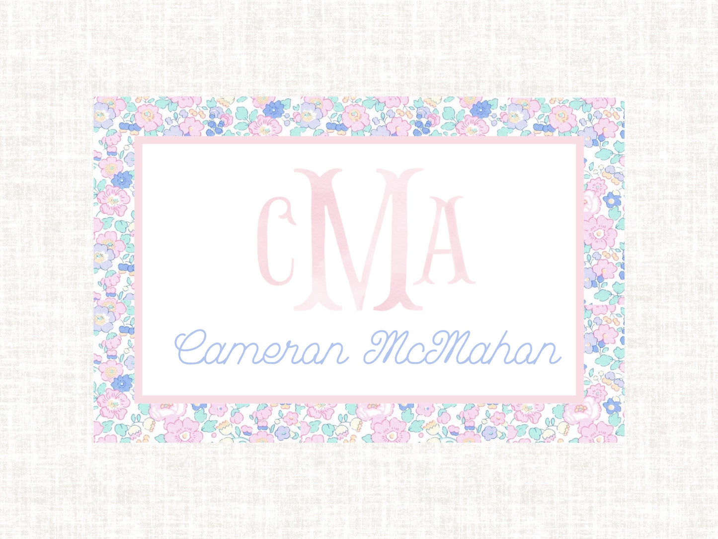 Personalized Monogram Watercolor Liberty Floral Laminated Placemat