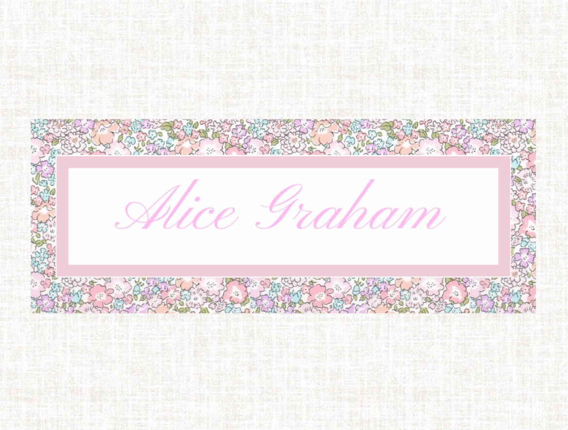 Girls Pink Liberty Floral Sticker Labels (Set of 60)- Cups/Lunch Box/Art Supplies/Organization