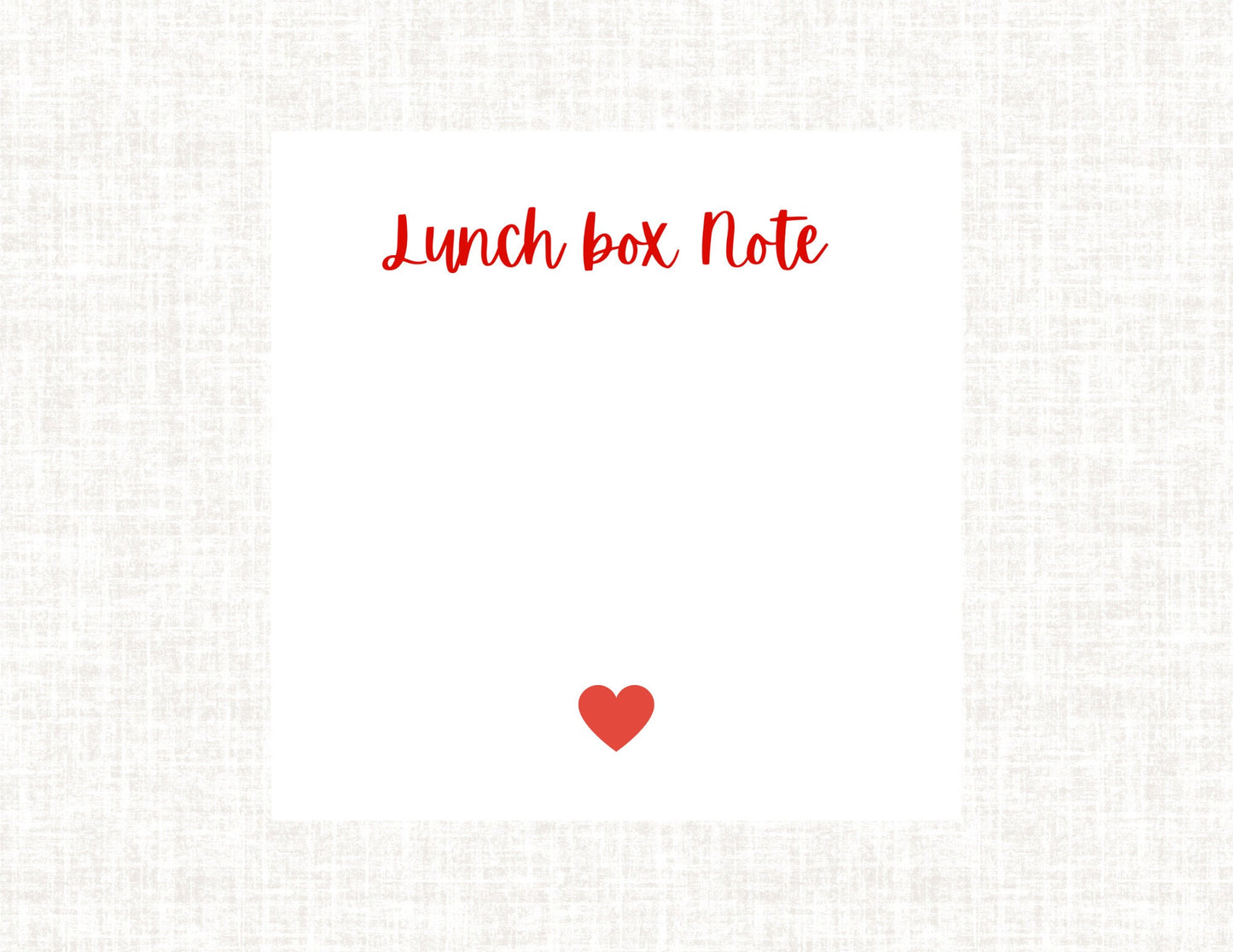 Lunch Box Notes - White and Red Heart
