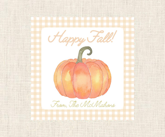 Happy Fall | Watercolor Pumpkin Gift Tag| Watercolor Printable Halloween