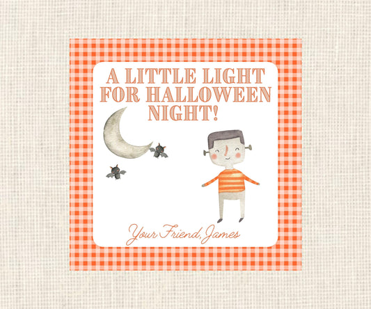 Happy Halloween | Halloween Light Gift Tag| Watercolor Printable Halloween