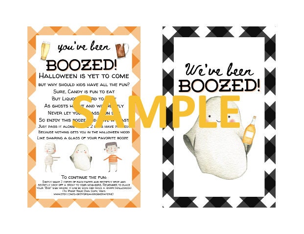 Boozed Kit, You've Been Boozed, We've Been Boozed, Halloween Tags, Instant Download, Booed, Booed Signs, Adult Halloween, Alcohol Tag