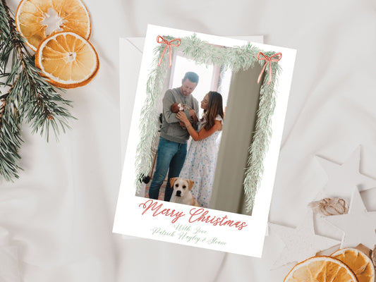 Printable Christmas Card| Christmas Photo Card| Digital Holiday Card| Watercolor Christmas Card| Christmas Card Template|