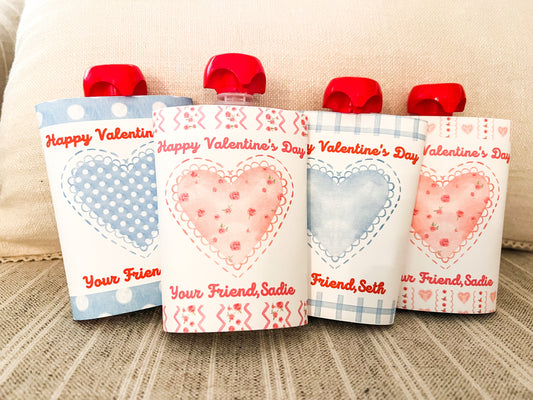 Printable Valentines Day Cards for Kids, Valentine Tags, Applesauce Valentine, Pouch Cover, Valentine Favor Tags, Valentine Treat Tags