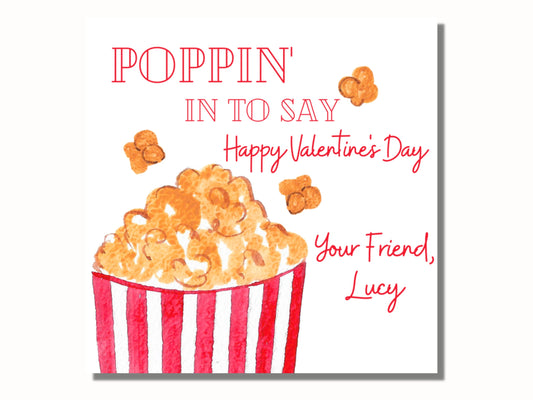 Printable Valentines Day Cards for Kids, Valentine Tags, Popcorn Valentine, Poppin' Valentine, Valentine Favor Tags, Valentine Treat Tags