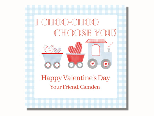 Printable Valentines Day Cards for Kids, Valentine Tags, Train Valentine, Choo Choo Valentine, Valentine Favor Tags, Valentine Treat Tags