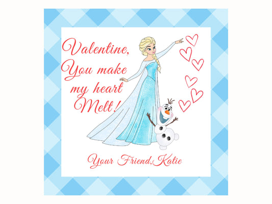 Printable Valentines Day Cards for Kids, Valentine Tags, Frozen Valentine, Elsa Valentine Favor Tags, Valentine Treat Tags