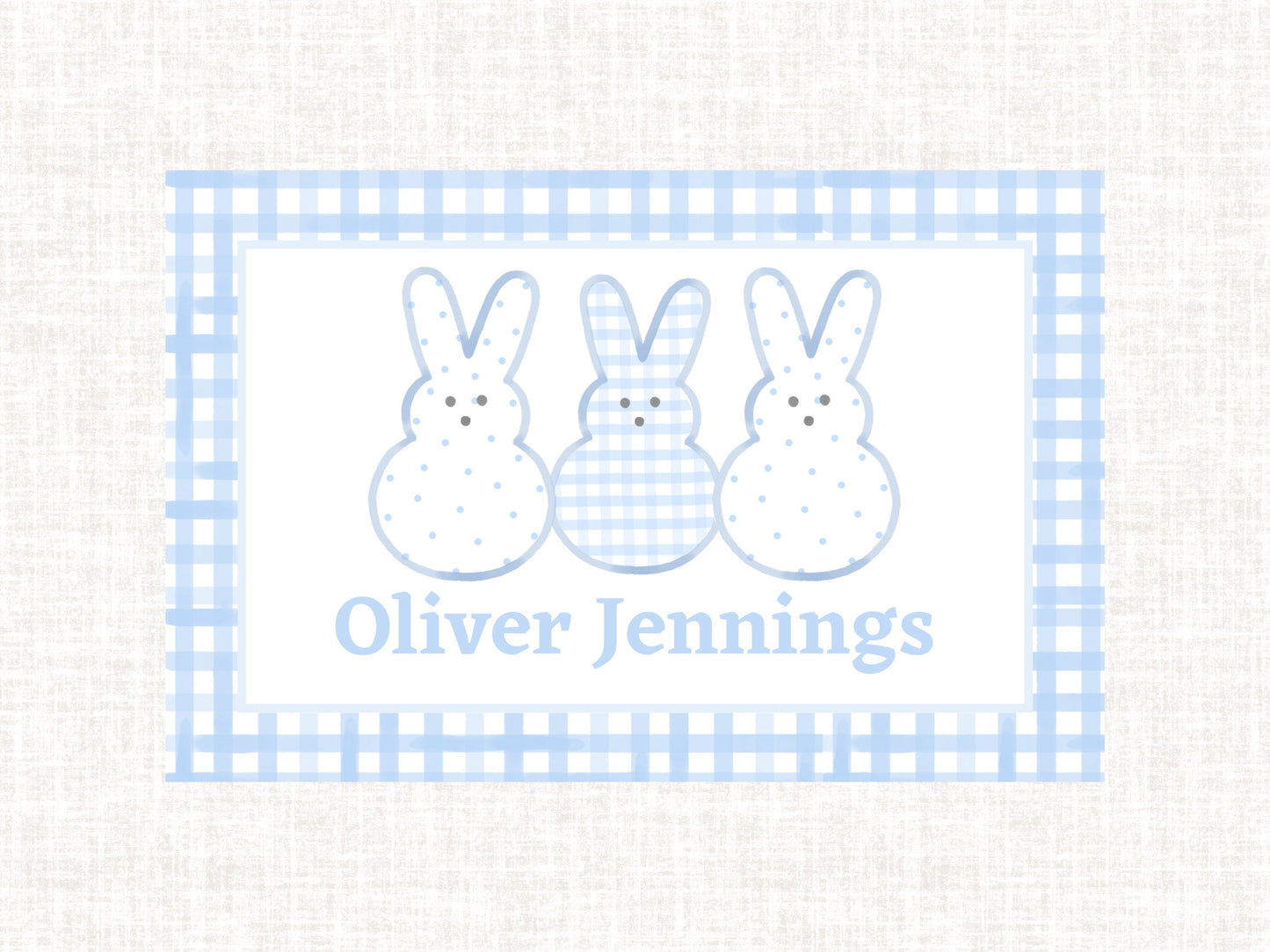 Personalized Monogram Watercolor Preppy Blue Easter Laminated Placemat