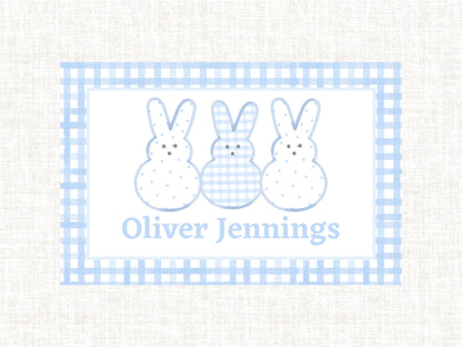 Personalized Monogram Watercolor Preppy Blue Easter Laminated Placemat