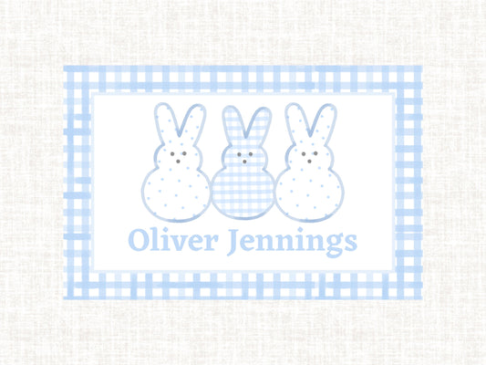 Personalized Monogram Watercolor Preppy Blue Easter Laminated Placemat