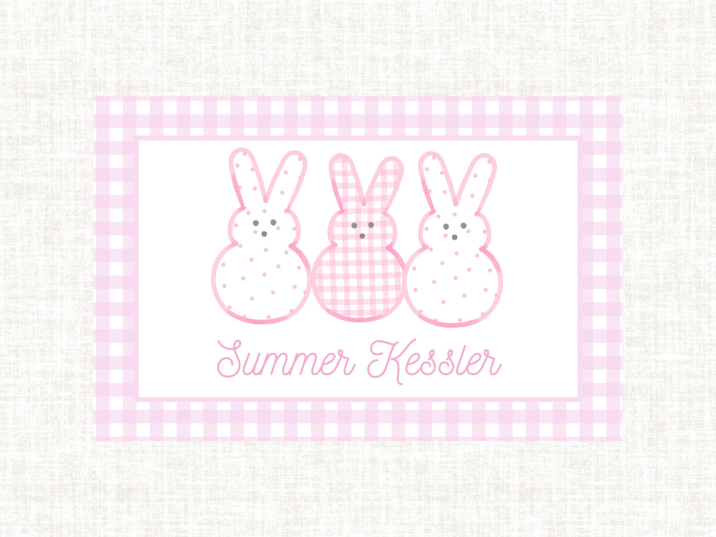 Personalized Monogram Watercolor Preppy Pink Easter Laminated Placemat