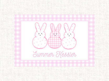 Personalized Monogram Watercolor Preppy Pink Easter Laminated Placemat