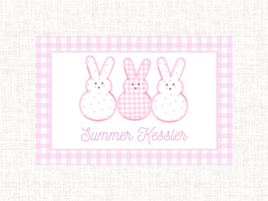 Personalized Monogram Watercolor Preppy Pink Easter Laminated Placemat