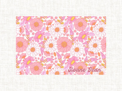 Personalized Monogram Boho Pink Floral Laminated Placemat