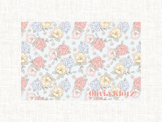 Personalized Monogram Boho Floral Laminated Placemat