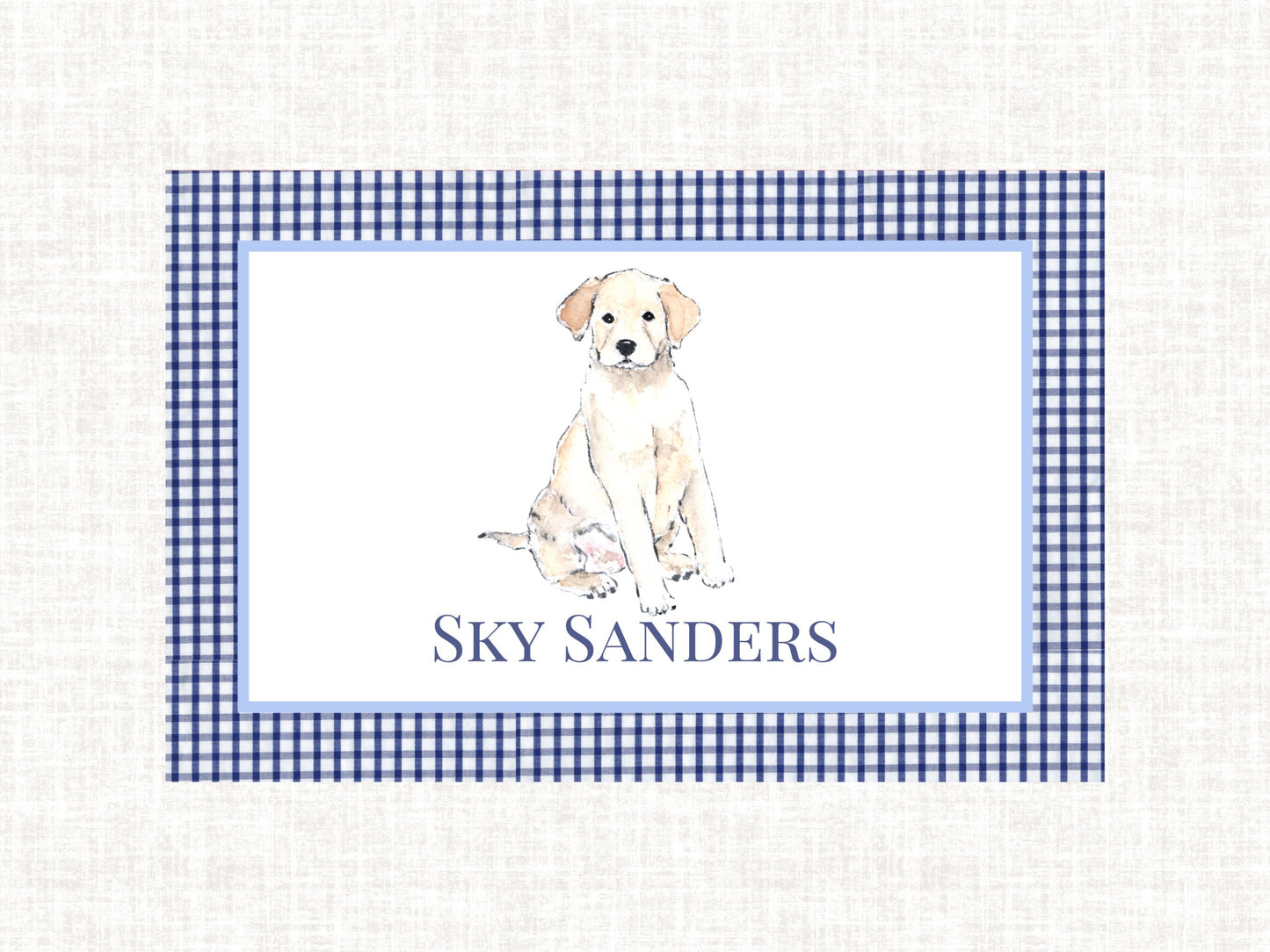 Personalized Boy Lab Dog Preppy Laminated Placemat