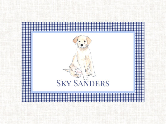 Personalized Boy Lab Dog Preppy Laminated Placemat