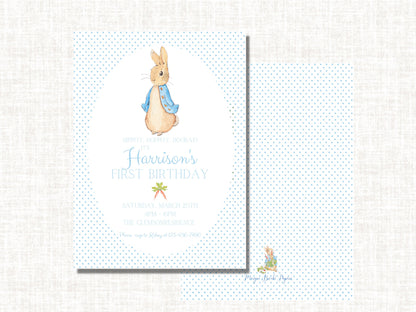 Peter Rabbit Birthday Invitation | First Birthday Invitations Boy | Birthday Boy | Easter Party | Preppy Birthday Invitation| Digital