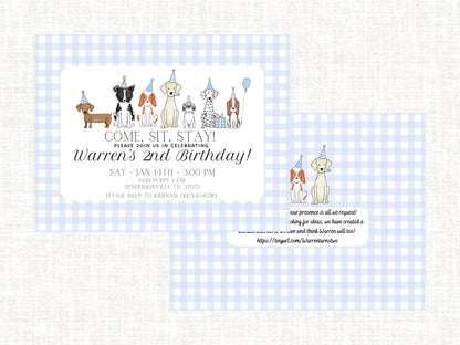 Watercolor Puppy Birthday Invitation | First Birthday Invitations Boy | Dog Birthday Boy | Puppy Party | Preppy Birthday Invitation| Digital