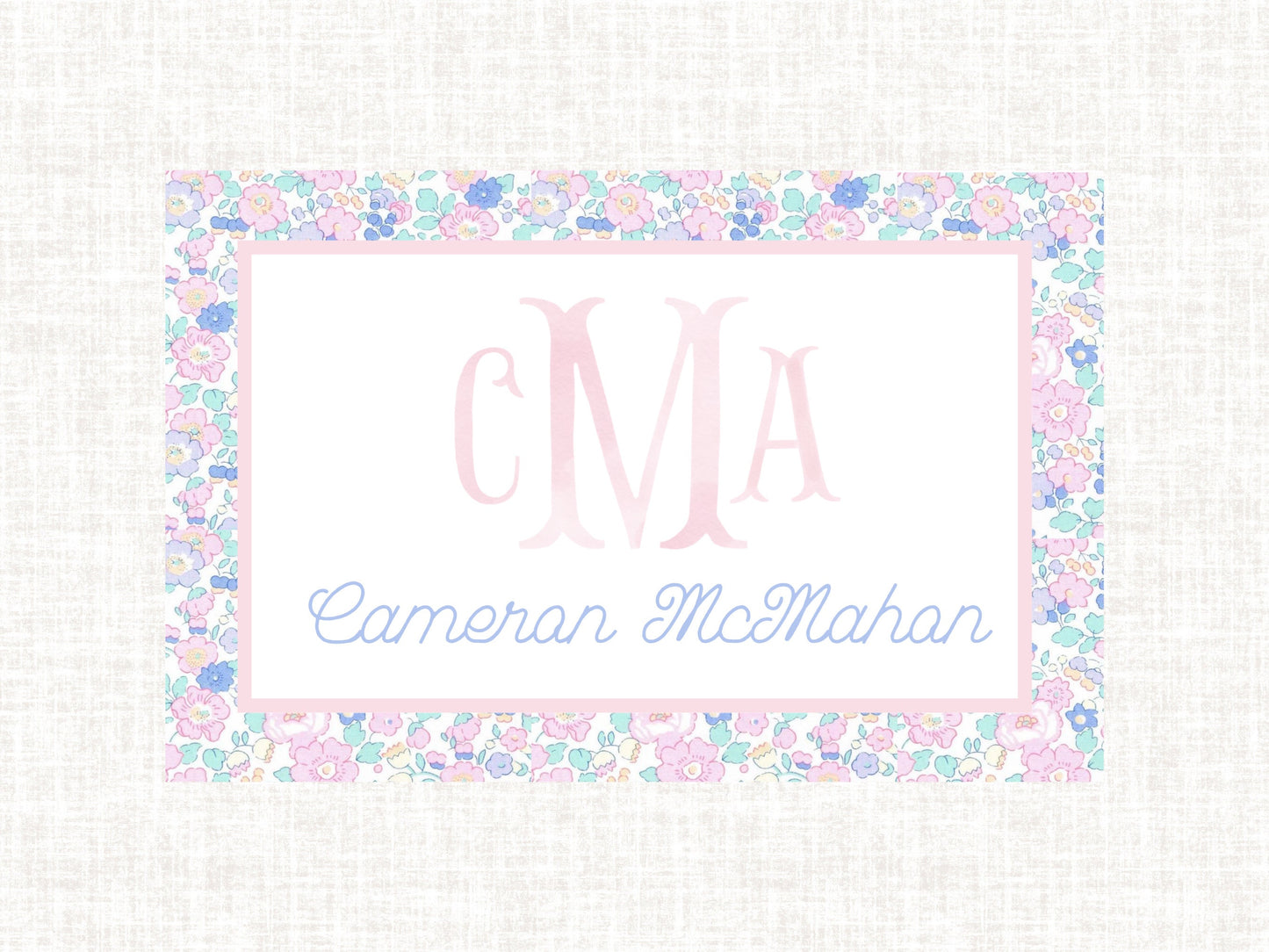 Personalized Monogram Watercolor Liberty Floral Laminated Placemat