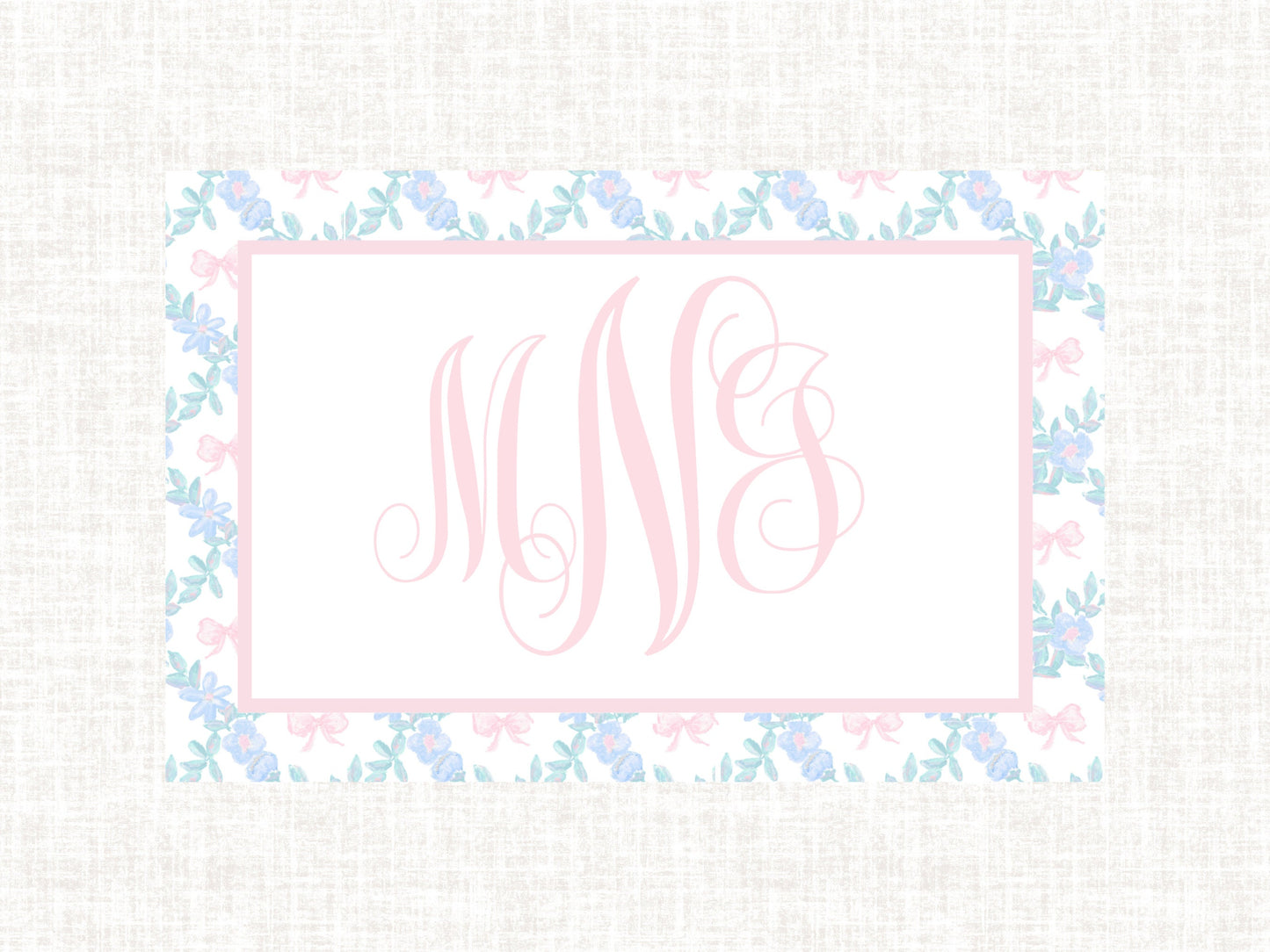 Personalized Monogram Watercolor Preppy Laminated Placemat