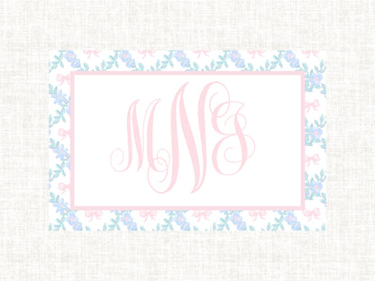 Personalized Monogram Watercolor Preppy Laminated Placemat