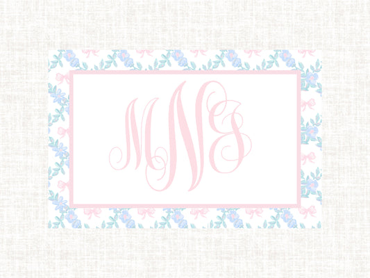 Personalized Monogram Watercolor Preppy Laminated Placemat