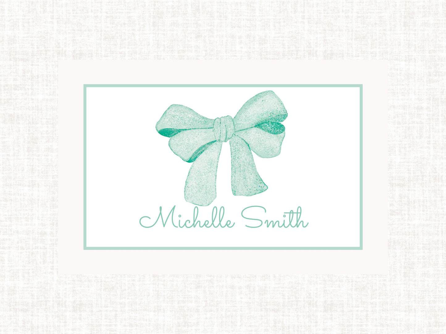 Personalized Monogram Watercolor Preppy Green Bow Laminated Placemat