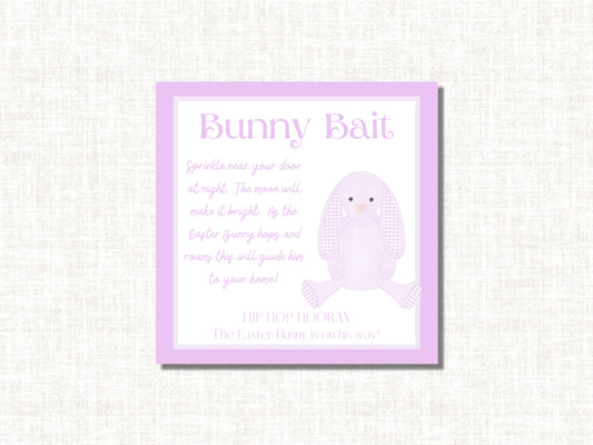 Digital Download Watercolor Purple Bunny Bait Gift Tags EnclosureCards Instant Download