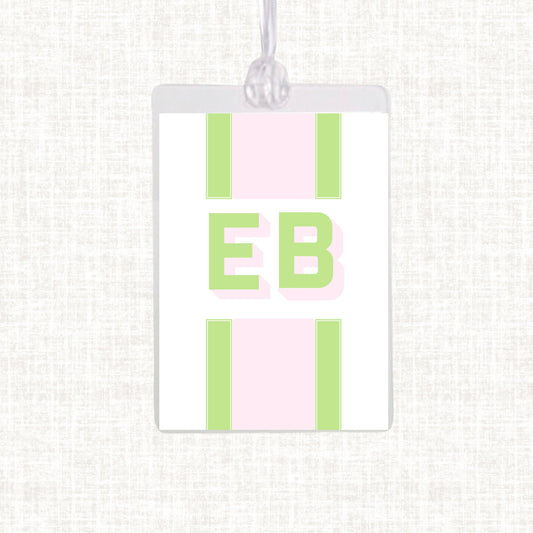 Personalized Watercolor Bag Tag | Laminated Beach Luggage Tag | Gingham Diaper Bag Tag | Beach Bag Tag |