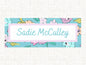 Girls Teal Liberty Floral Sticker Labels (Set of 60)- Cups/Lunch Box/Art Supplies/Organization