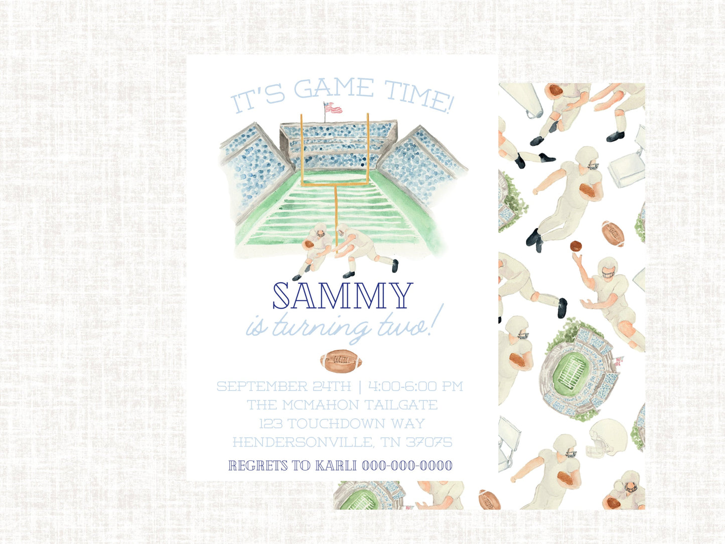 Watercolor Football Birthday Invitation | Boy Football Birthday Party Invite | Editable Watercolor Rookie of the Year | Tailgate Party