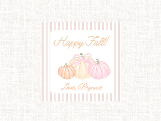 Happy Fall | Pumpkin Trio Gift Tag| Watercolor Printable Halloween