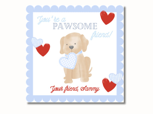 Printable Valentines Day Cards for Kids, Valentine Tags, Puppy Valentine, Dog Valentine, Valentine Favor Tags, Valentine Treat Tags