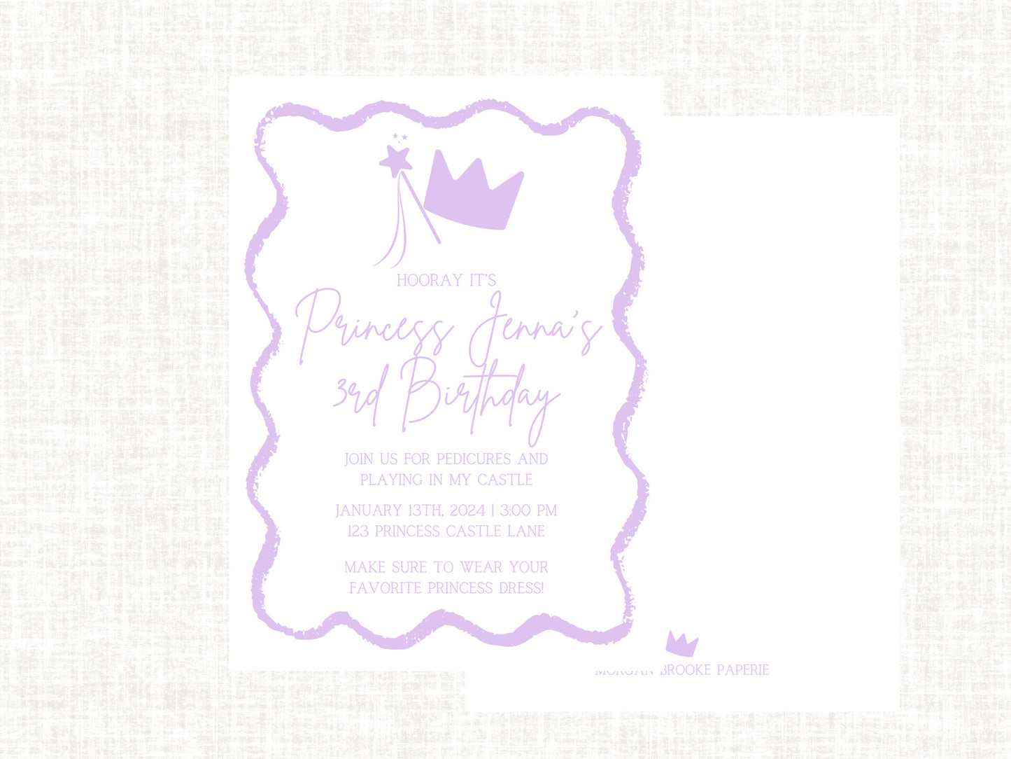 Watercolor Princess Invitation | First Birthday Invitations Girl | Birthday Girl | Princess Pamper Party| Digital Download